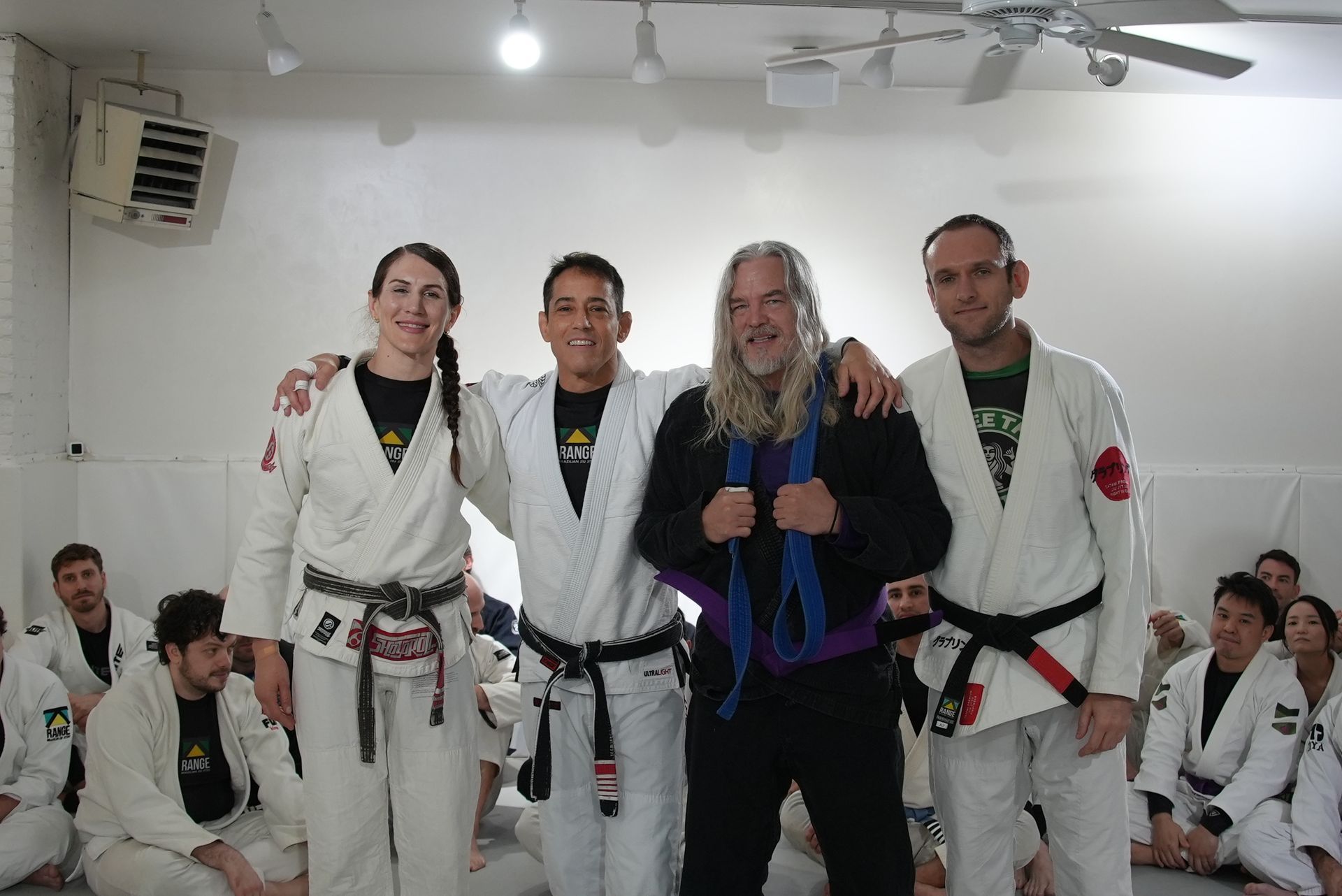 Students drilling Brazilian Jiu-Jitsu technique at Range Brazilian Jiu-Jitsu NYC in New York, NY.