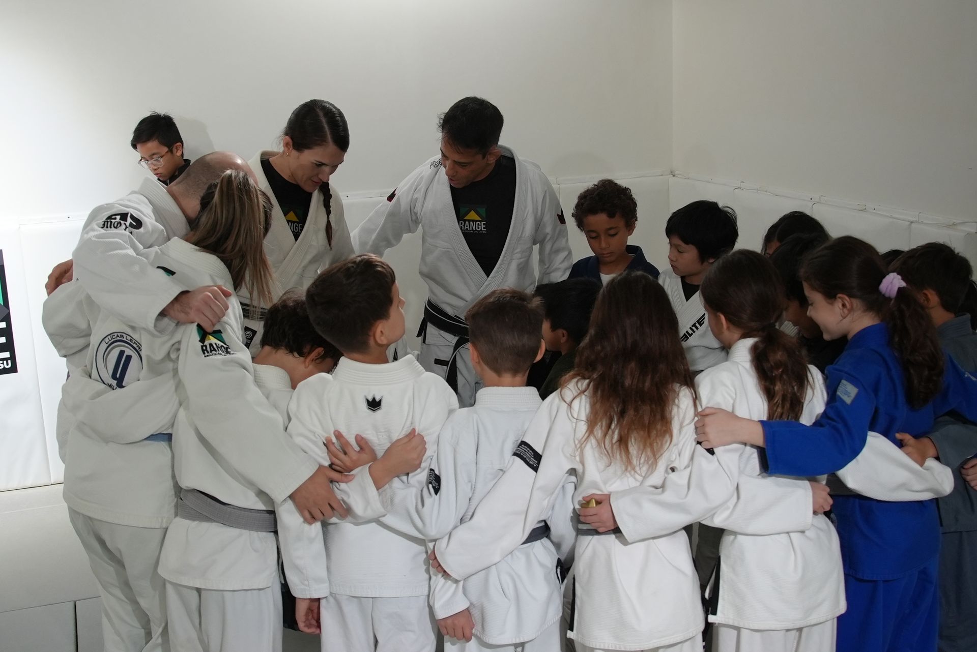 Kids practicing Youth Brazilian Jiu-Jitsu drills at Range Brazilian Jiu-Jitsu NYC in New York.