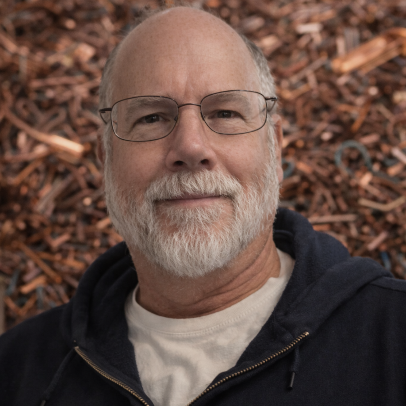 A family of four poses together on a wooden balcony overlooking the ocean under a bright, sunny sky.