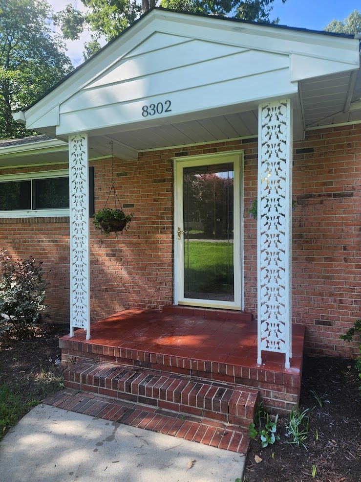 brick rancher entryway cute white siding and brick staircase in henrico virginia