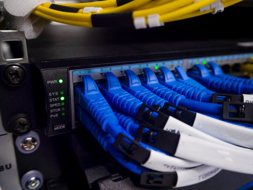 A Bunch of Blue and Yellow Cables Are Connected to a Server — Complete Computing Consultancy In Maryborough, QLD