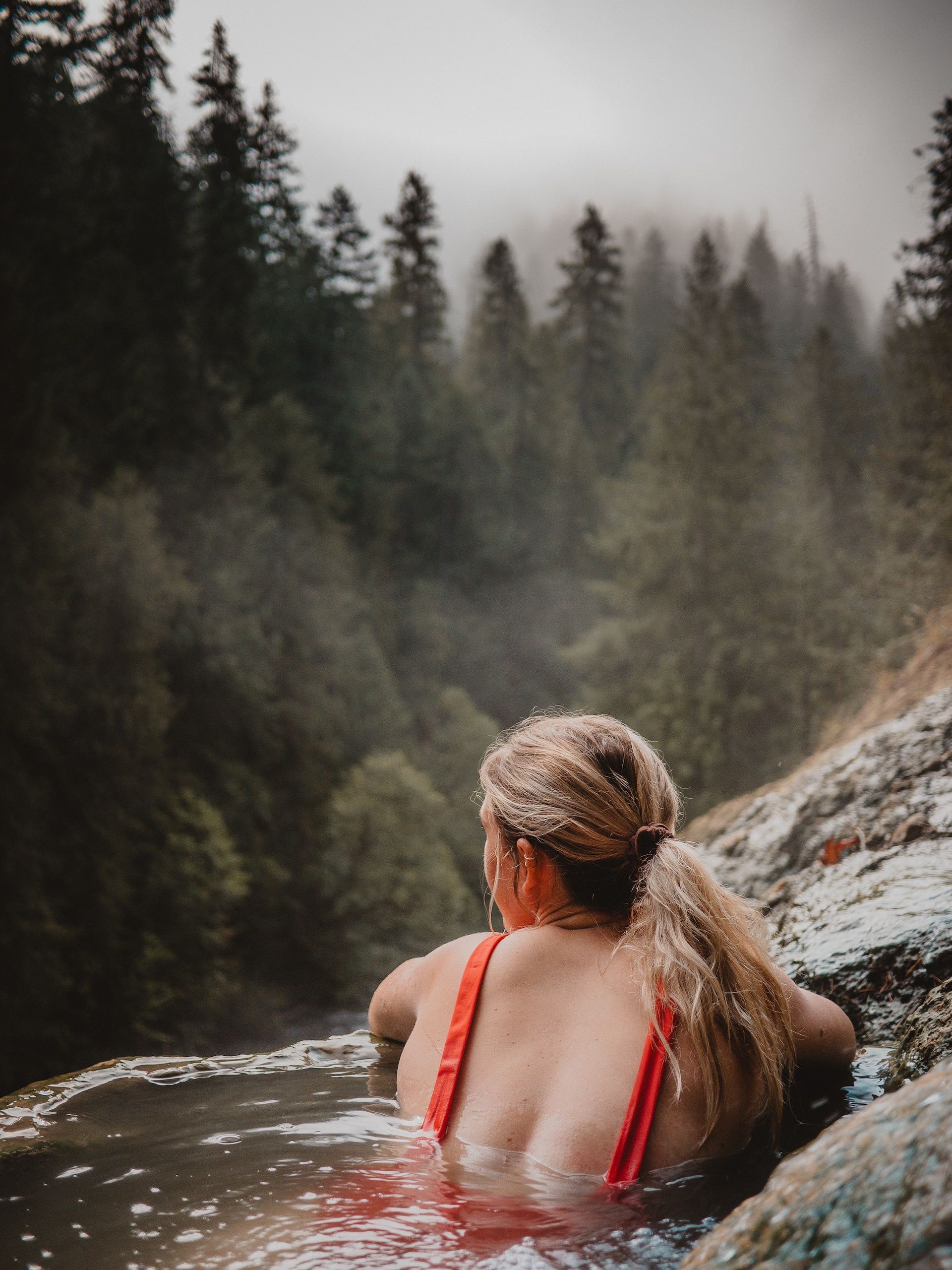 woman in hot spring