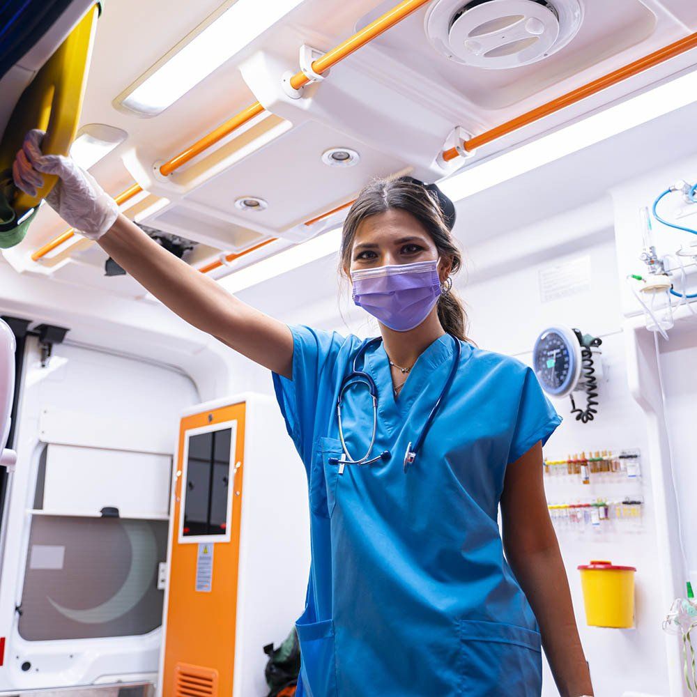 A Beautiful Nurse Inside The Ambulance — Bristol, TN — Ambulance Service of Bristol, Inc.