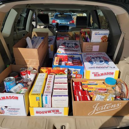 trunk with boxes of food