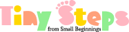 A logo for tiny steps from small beginnings