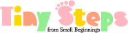 A logo for tiny steps from small beginnings