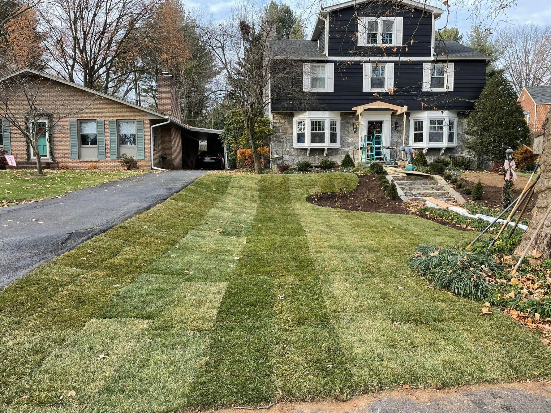 Lawn Mowing Done In Front Of House — Hagerstown, MD — Potomac Grounds Care
