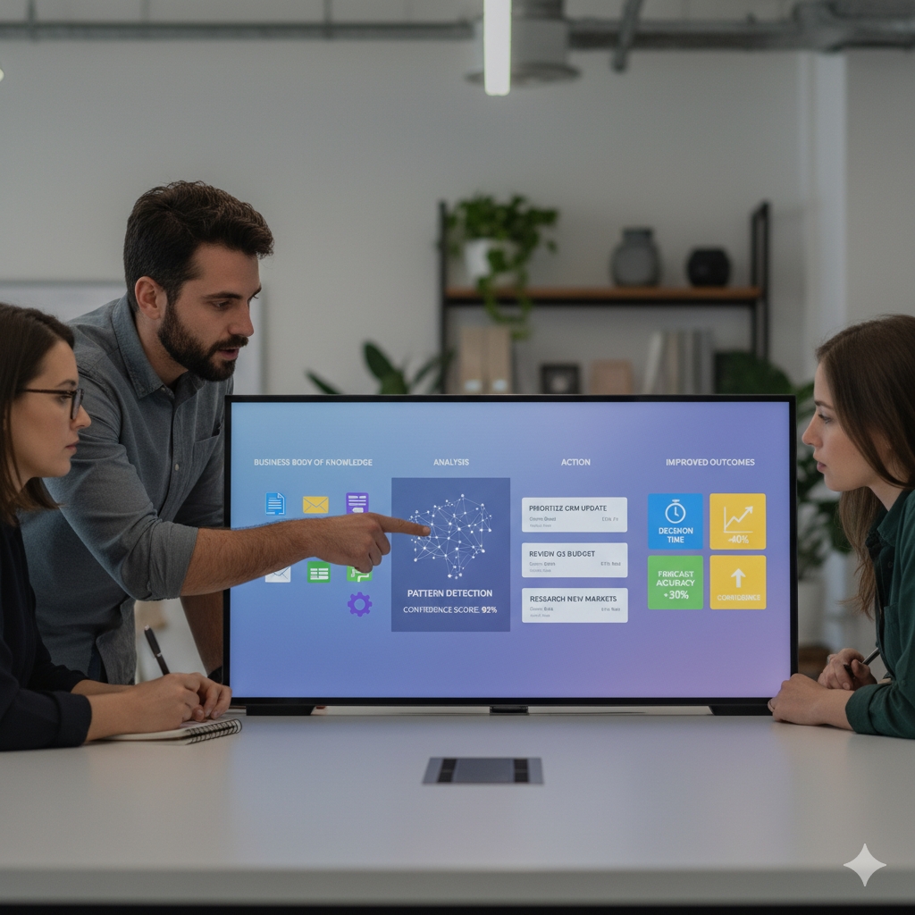 A man in a suit is standing in front of a large screen in a control room.
