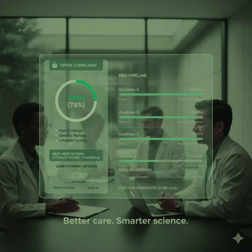 A group of people are sitting at desks in front of a screen that says ' care meets insight ' on it.