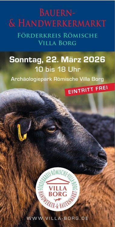 Bauern- und Handwerkermarkt in der Römischen Villa Borg am 22. März 2026