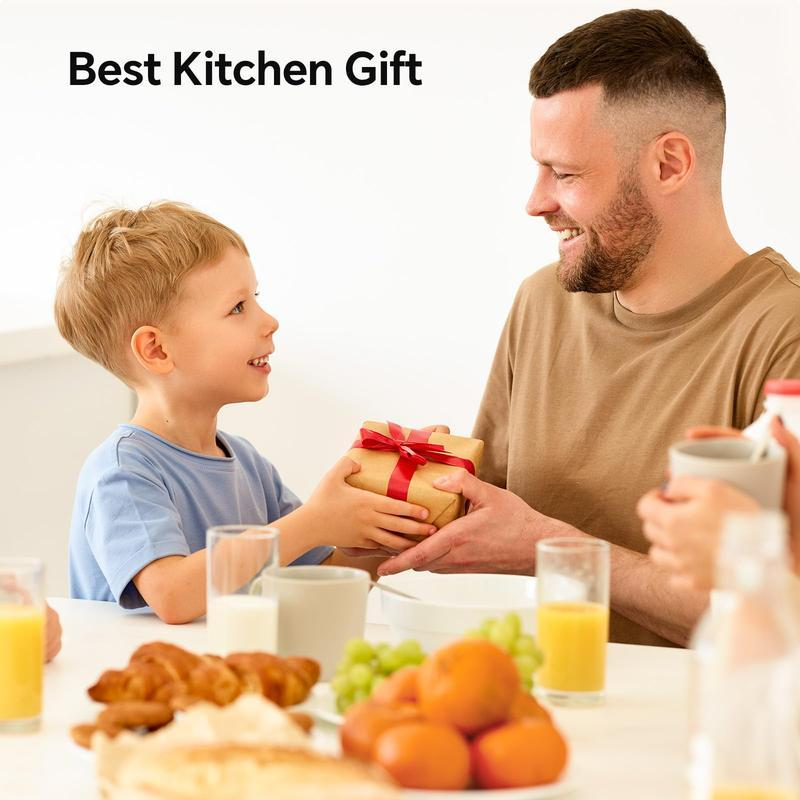 An electric, red-and-white can opener sits atop a can of corn next to a small pile of loose corn kernels.