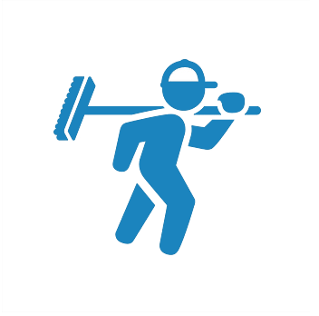 Cleaner Carrying Broom Icon — Winston Salem, NC — Brumfield Cleaning Company Cleaner Carrying Broom Icon — Winston Salem, NC — Brumfield Cleaning Company