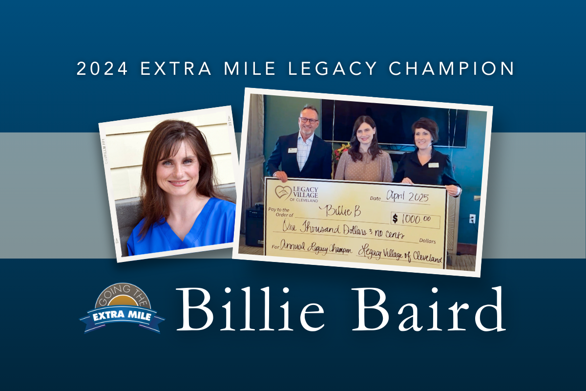 Billie Baird Winner of 2024 Extra Mile Award for Legacy Village of Cleveland