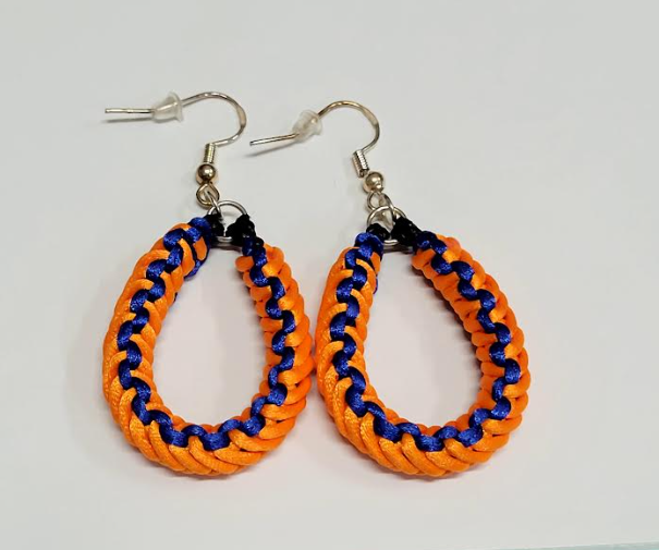 Orange & Blue Macrame Earrings with Hypoallergenic 925 Silver Earring Hooks