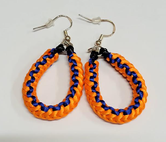 Orange & Blue Macrame Earrings with Hypoallergenic 925 Silver Earring Hooks