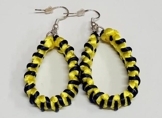 Yellow & Blue Macrame Earrings with Hypoallergenic 925 Silver Earring Hooks