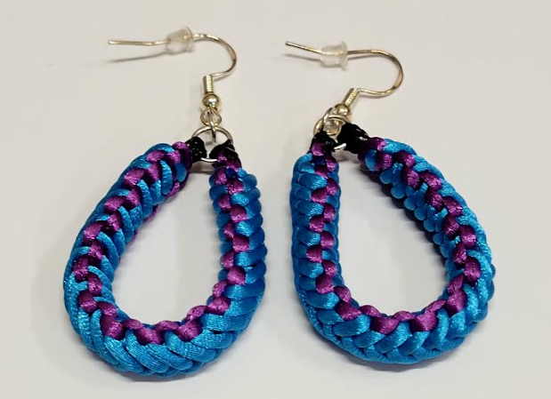 Blue & Purple Macrame Earrings with Hypoallergenic 925 Silver Earring Hooks
