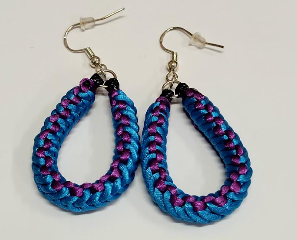 Blue & Purple Macrame Earrings with Hypoallergenic 925 Silver Earring Hooks