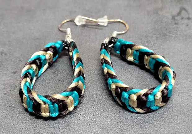 Teal, Tan & Black Headband, Bracelet & Earring FULL SET