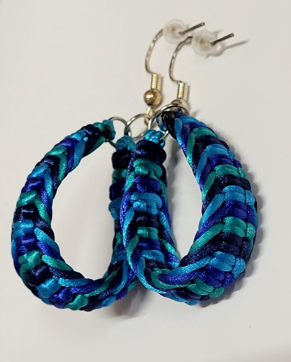 Blue Macrame Earring with Hypoallergenic 925 Silver Earring Hooks