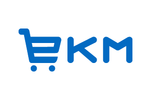 Blue shopping cart icon with 