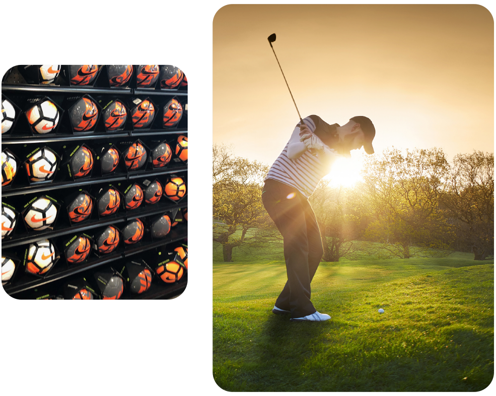 Sports store and golfer