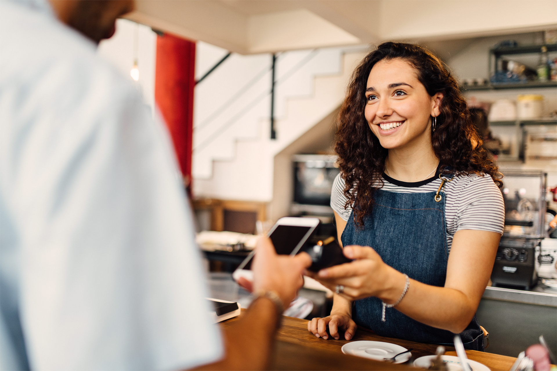 Mobile payment at coffee shop