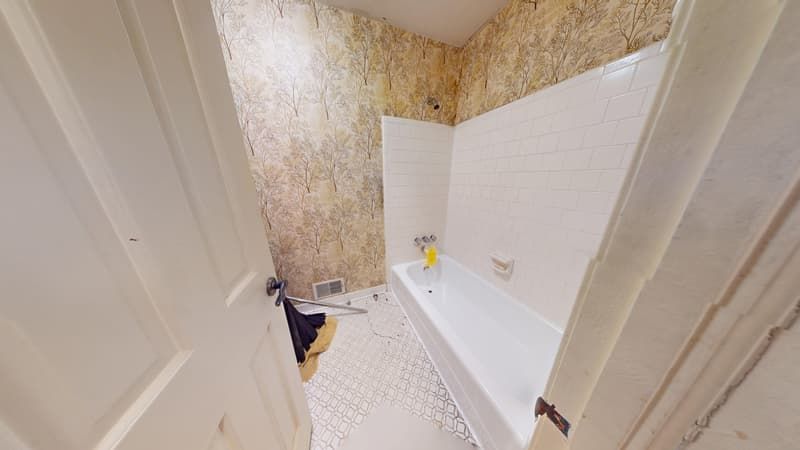 Final bathroom showing flood damage