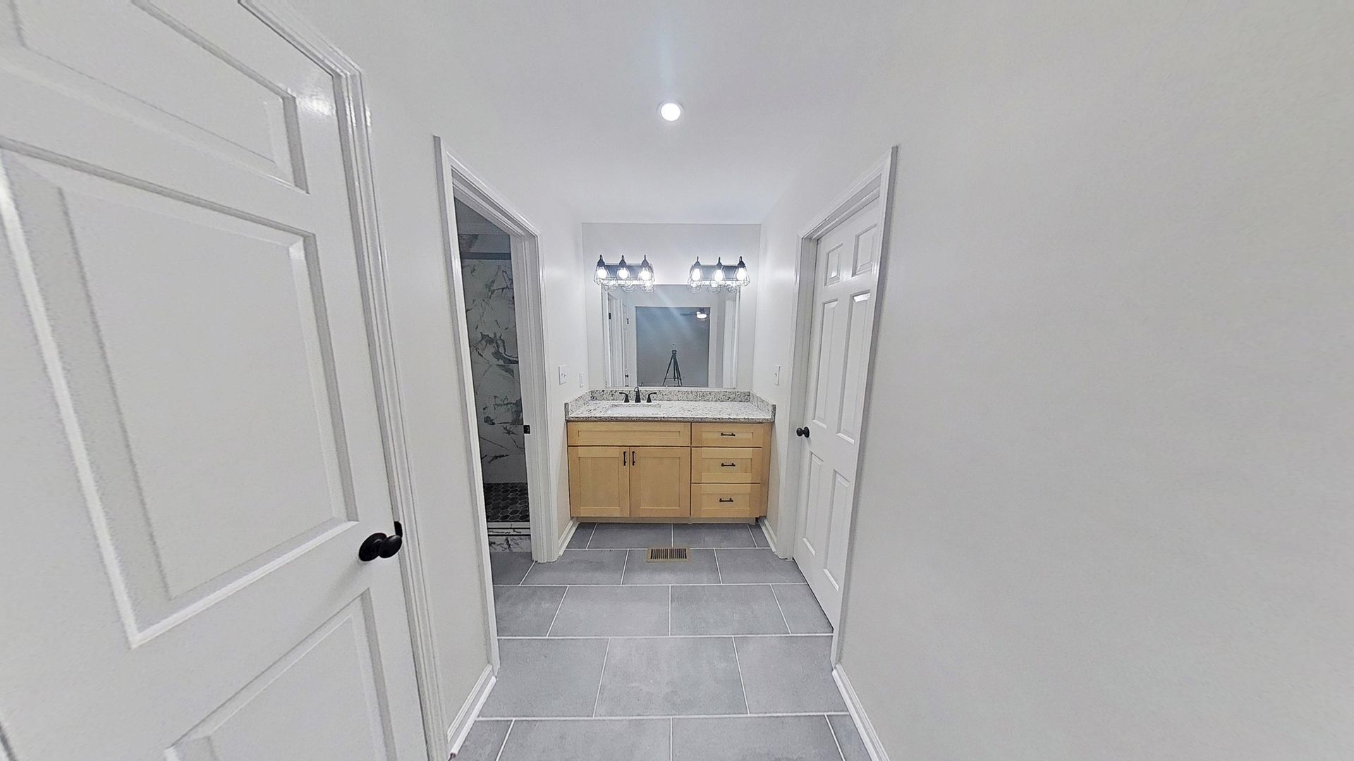 Completely renovated bathroom with modern shower