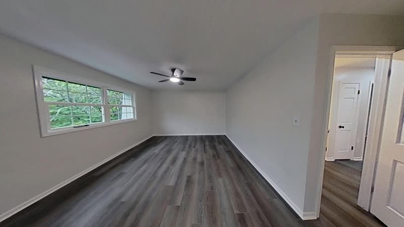 Restored bedroom with new flooring