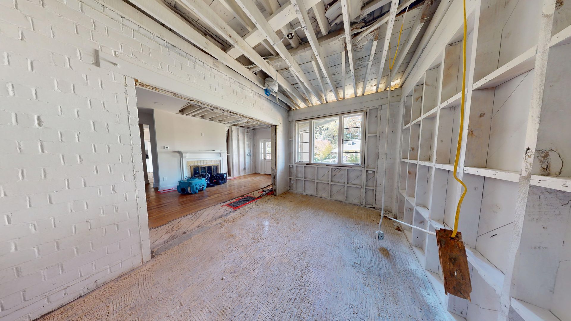 Floor damage before restoration