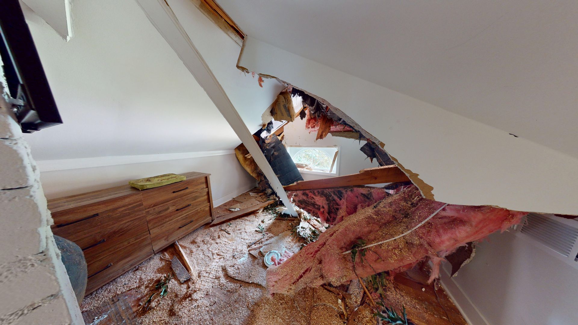 Storm damage before restoration