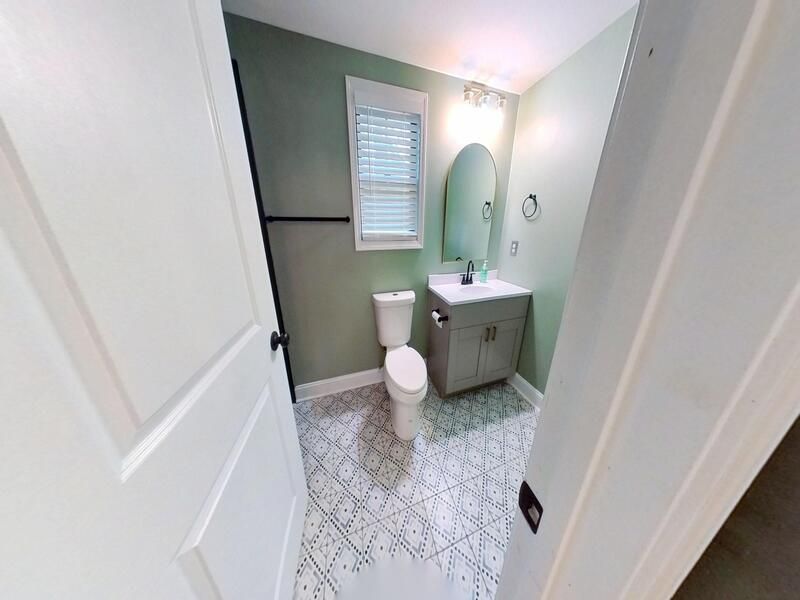 Primary bathroom fire damage after restoration