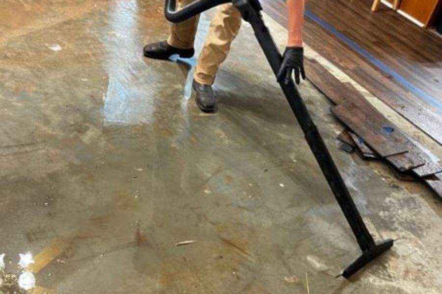 Flooded basement requiring cleanup services