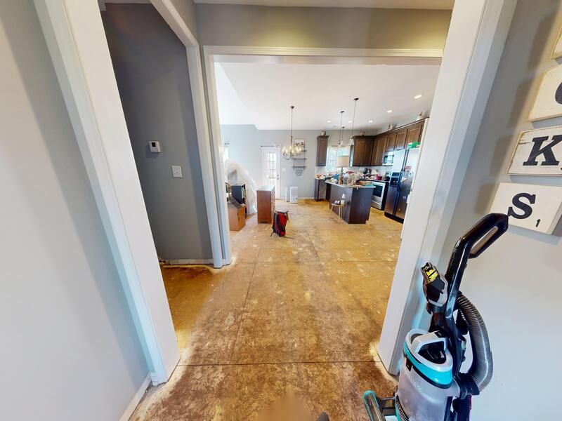 Flooded hallway before restoration