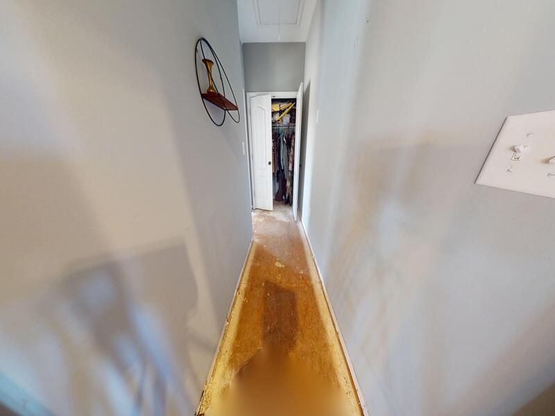 Water damaged hallway
