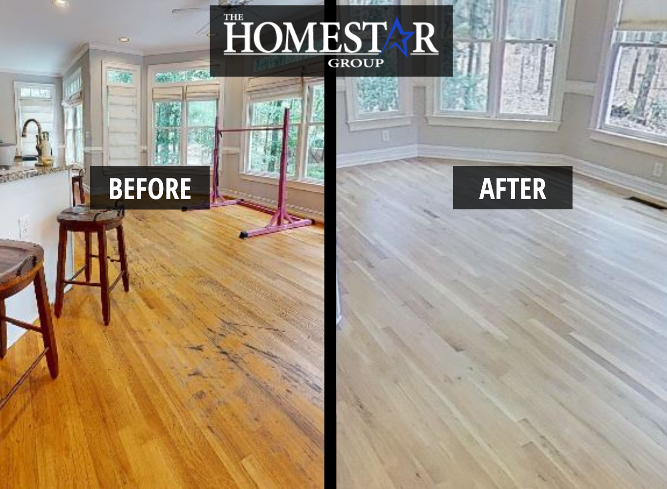 hardwood flooring restoration in marietta ga - before and after photos