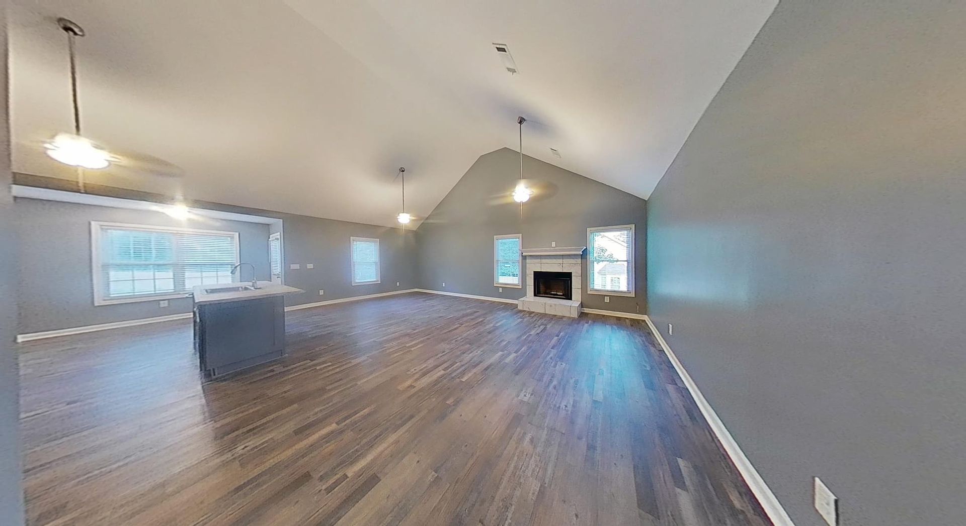 Fully restored kitchen and dining room with new cabinets countertops and flooring