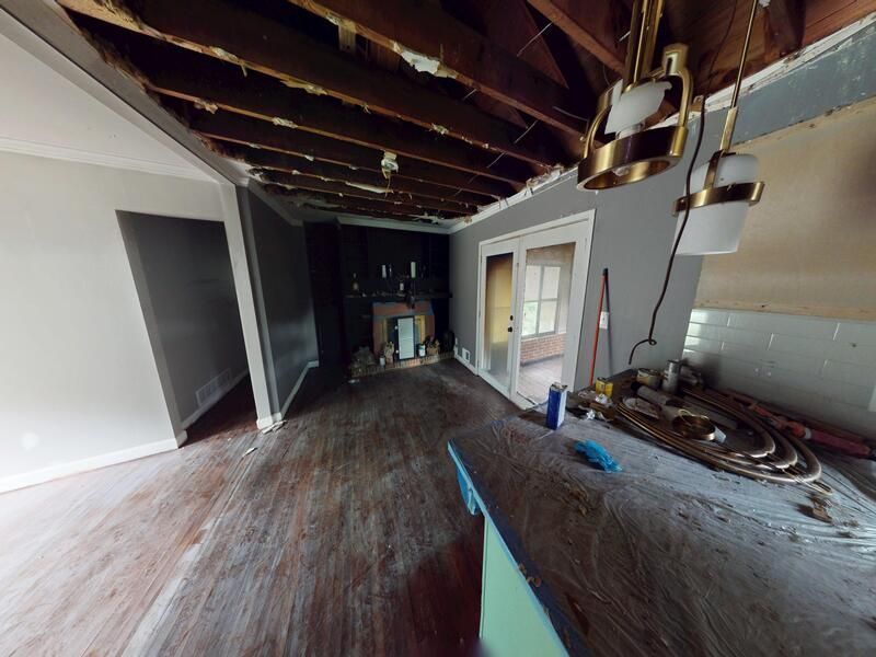 Kitchen fire damage before restoration final phase