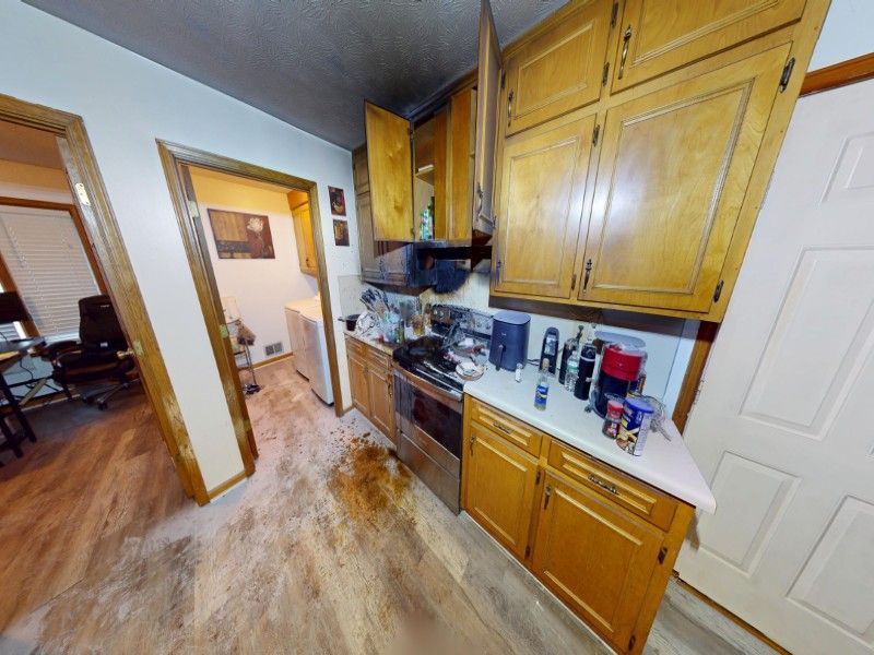 Kitchen fire damage before complete reconstruction