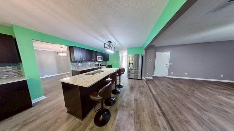 Kitchen third angle fully restored after fire damage reconstruction