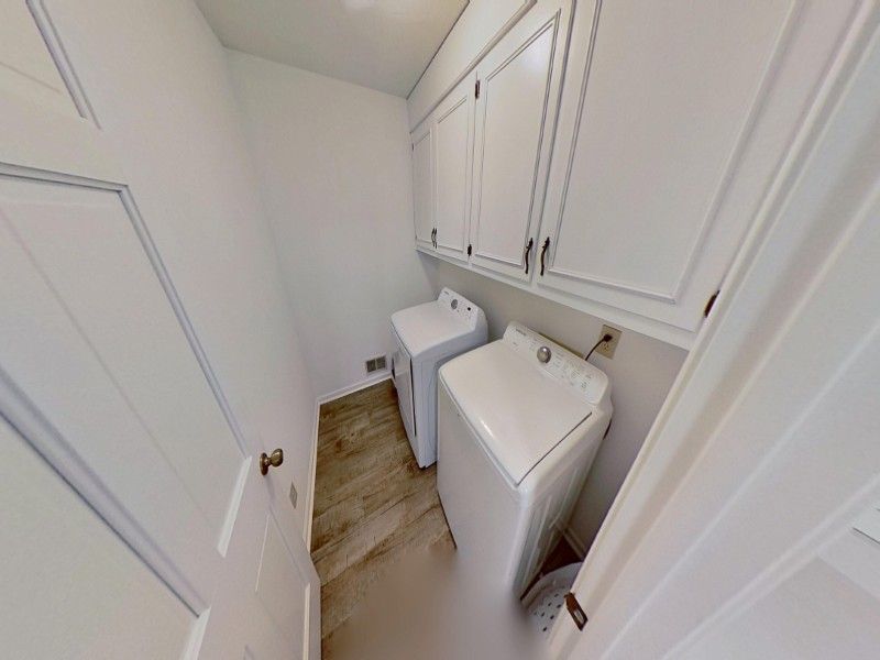 Laundry room fire damage after restoration