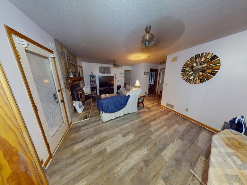 Living room fire damage before restoration different angle