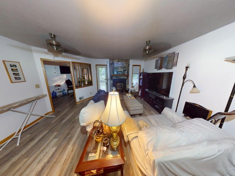 Living room fire damage before restoration