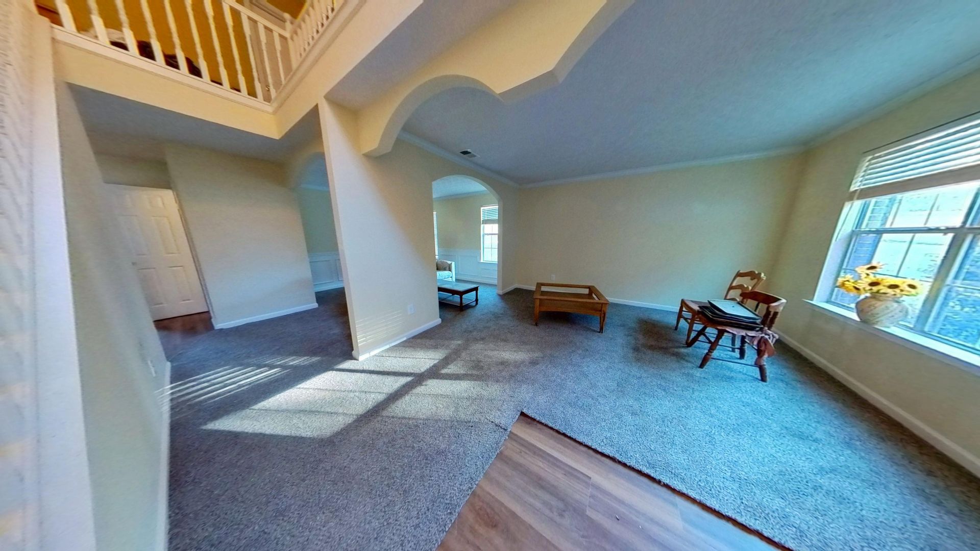 Living room water damage after restoration