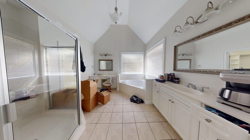 Master bathroom during water damage assessment