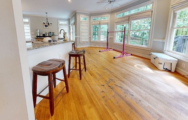 water damaged floor affected by toilet leak in marietta ga home