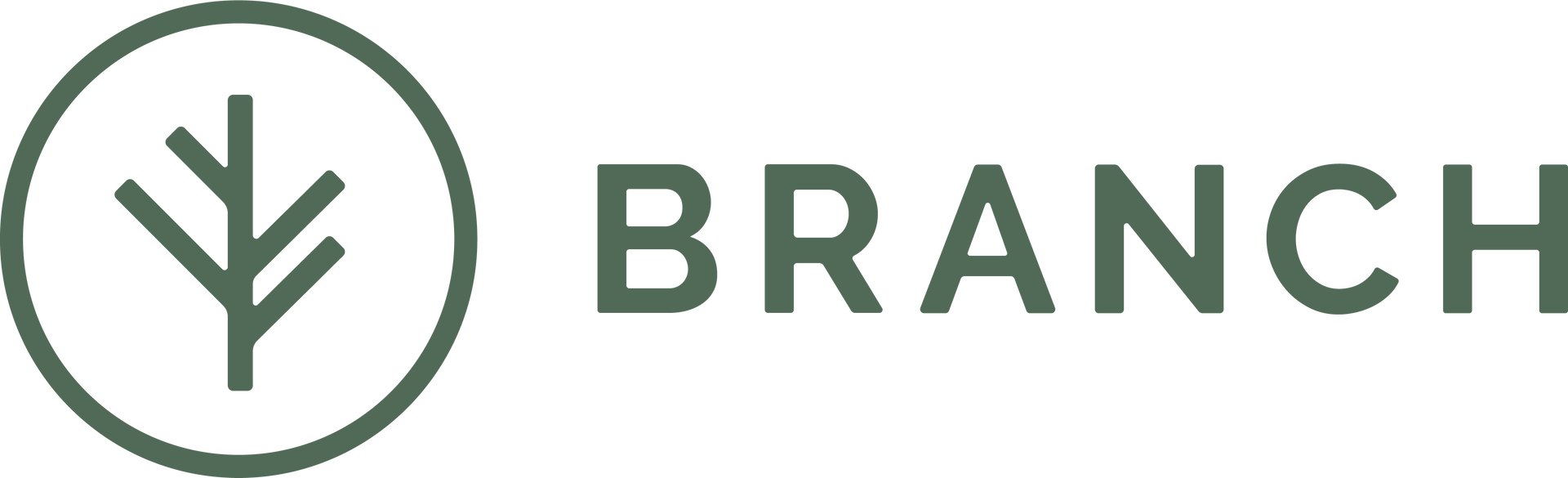 A logo for a company called branch with a tree in a circle.