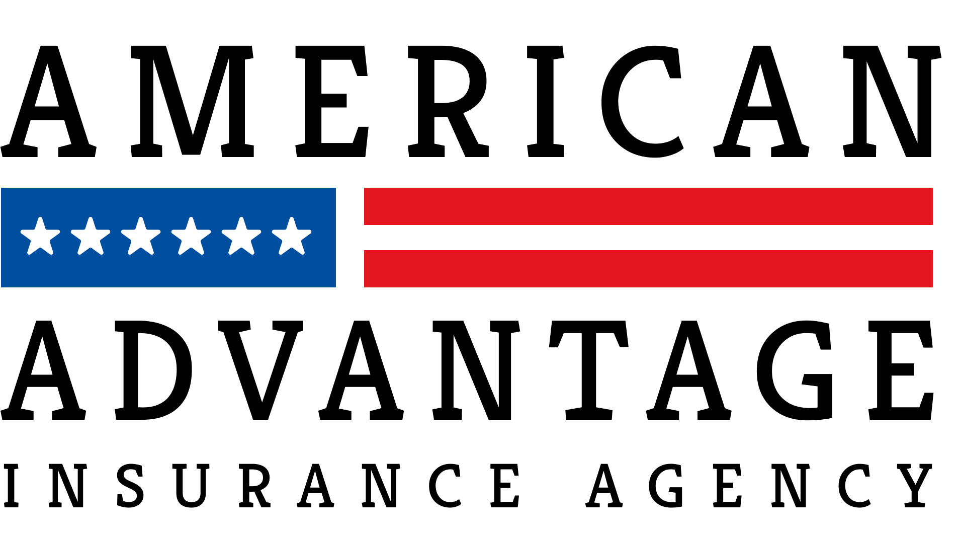 The logo for the american advantage insurance agency has an american flag on it.