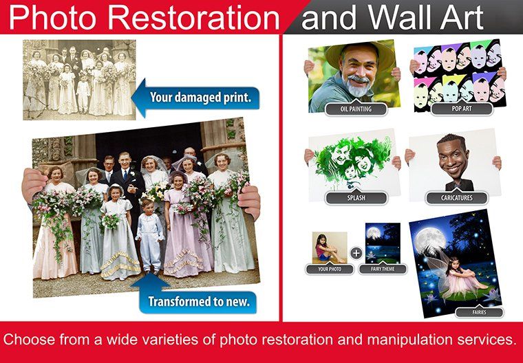 Choose from a wide varieties of photo restoration and manipulation services.